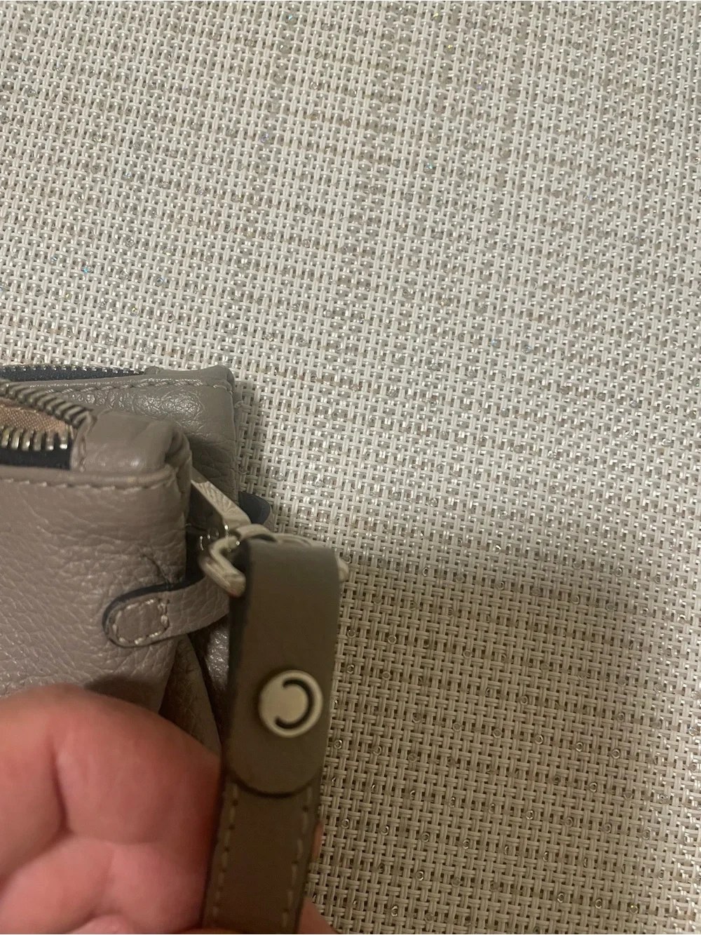 Pebbled Light Gray Zip-Top Crossbody Bag